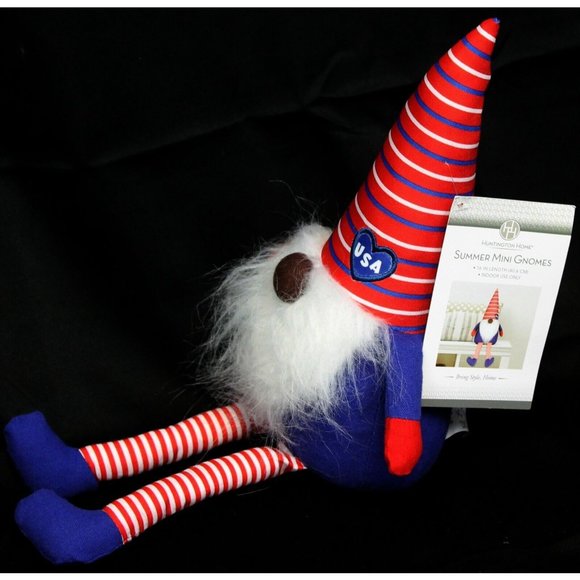 NWT Huntington Home Summer mini Gnome 16" USA 4th of July White Red Blue Stripes - Picture 2 of 11